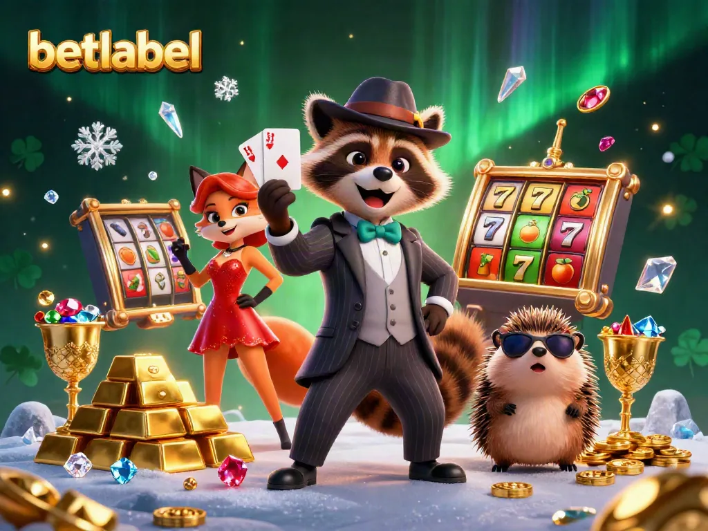 Experience top-notch gaming with betlabel in a vibrant 3D casino scene featuring glamorous characters.